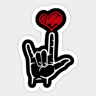 ASL I Love You Hand Heart American Sign Language Sticker